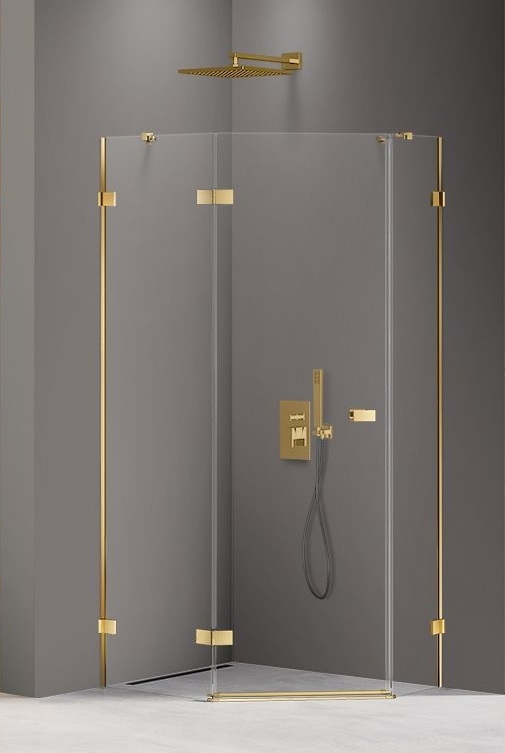 New Trendy Avexa Gold Shine Kabina Pięciokątna L 100x80x200 Czyste 6mm Active Shield (EXK-3848)